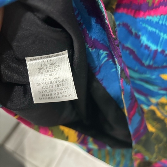 Trina Turk Peacock Print Silk Blend Mini Dress Women’s Size 8 - Picture 10 of 12